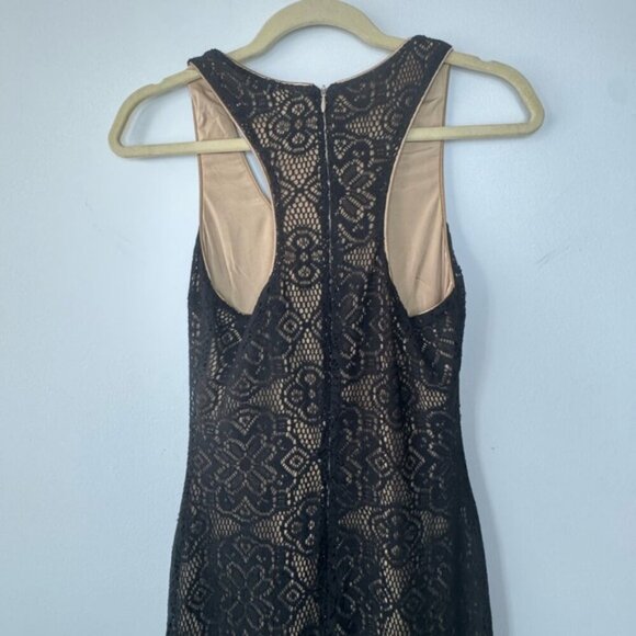 Dress the Population Black & Beige V-Neck Midi Dress - Size Small - Picture 7 of 16